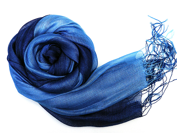 藍染絲棉圍巾
