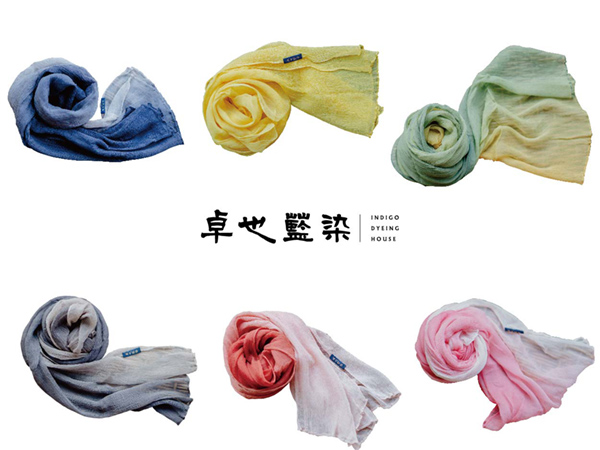 藍染/植物染-順玗真絲圍巾