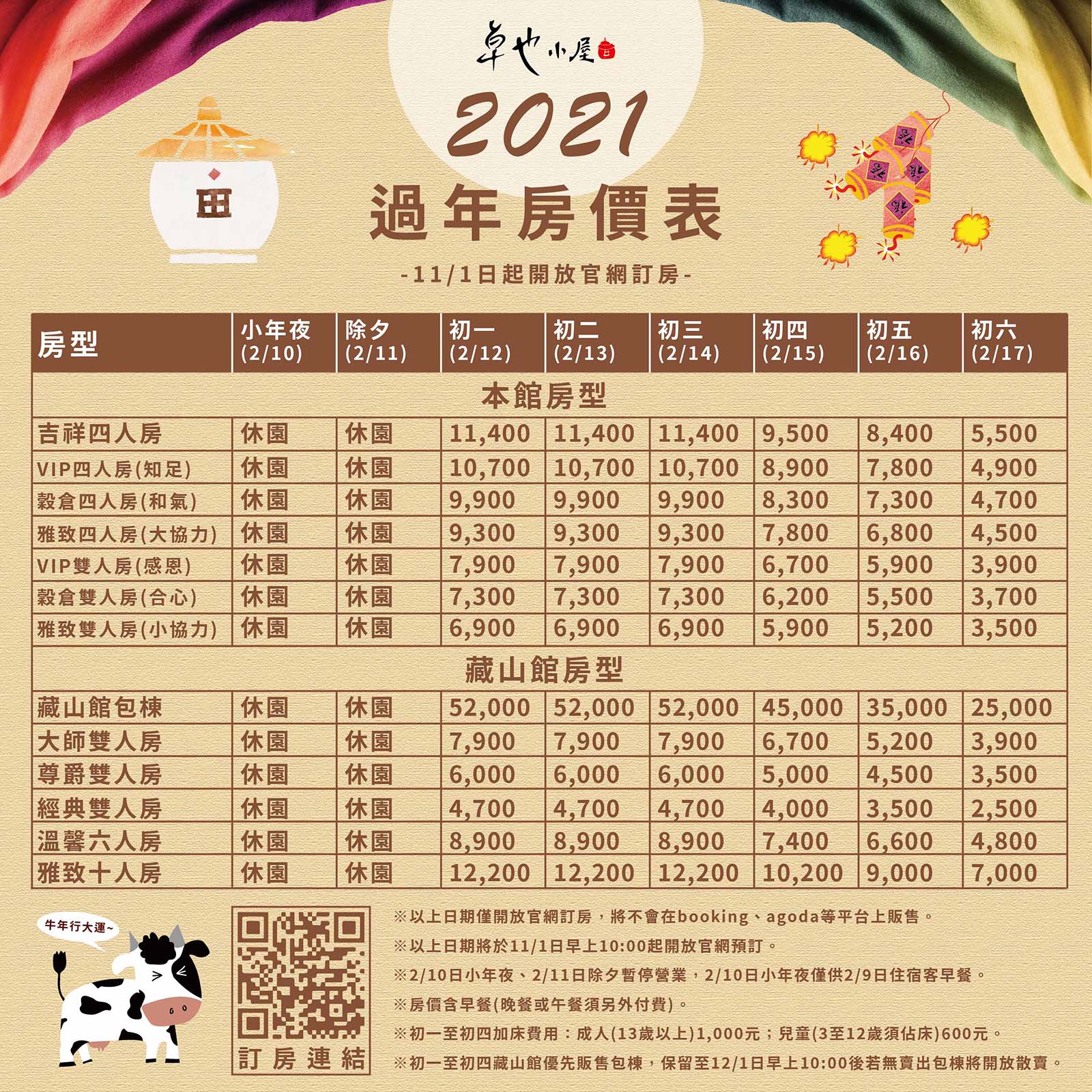 2021過年期間房價表